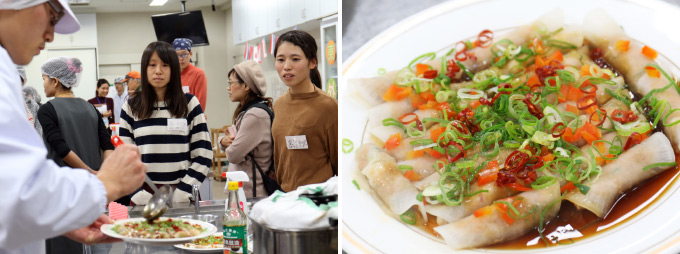 各国のお料理紹介（中国　エビと大根の蒸し巻）