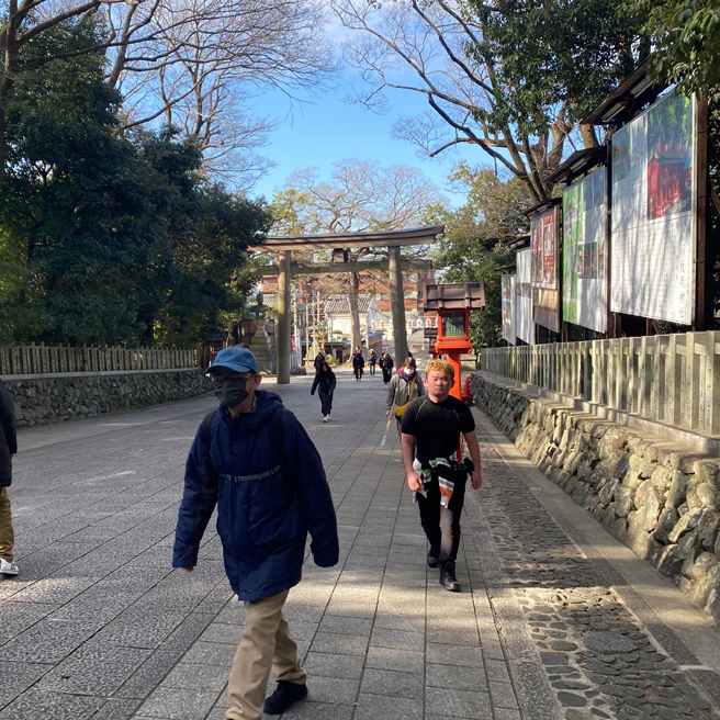 第2回村上学園ふれあいウォーク 鳥居をくぐって、ゴール!